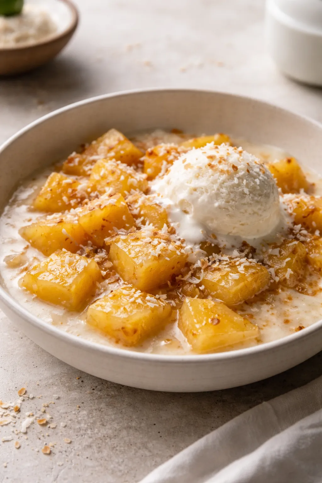 Ananas caramélisé au lait de coco