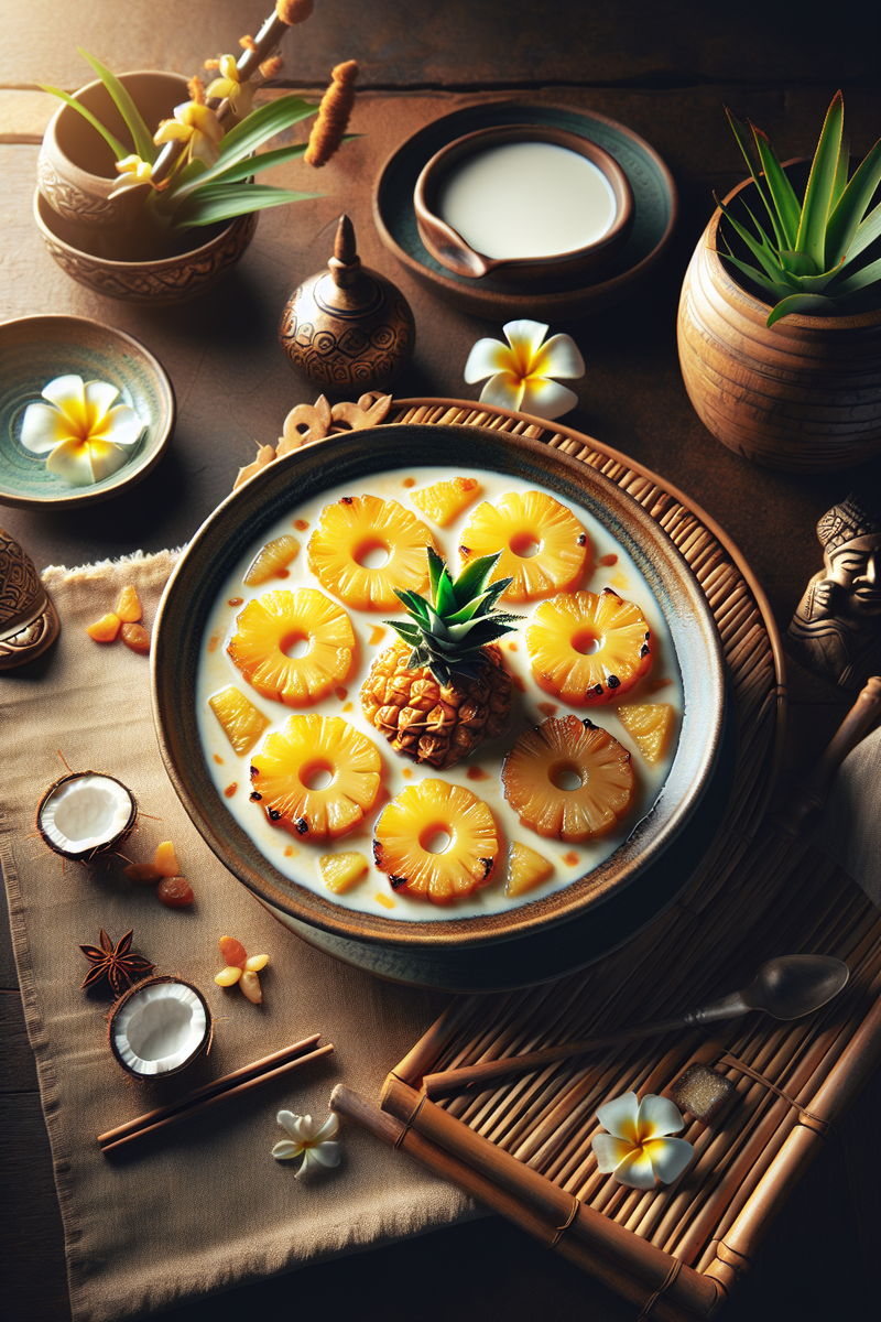 Ananas caramélisé au lait de coco