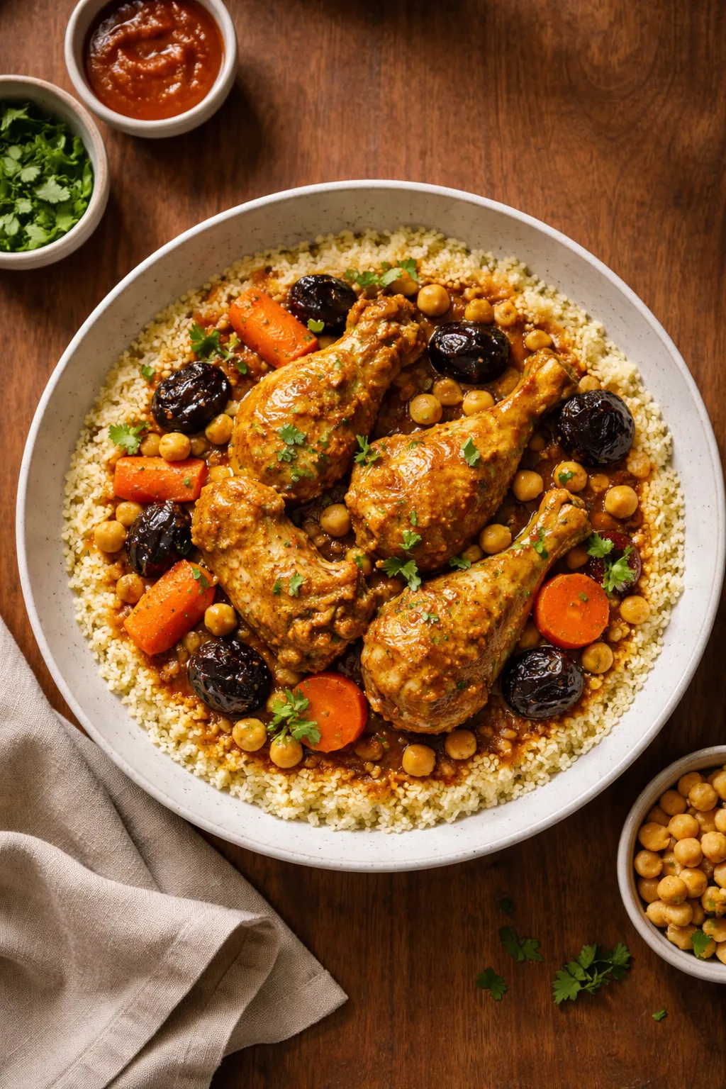 Couscous royal au poulet et aux pruneaux