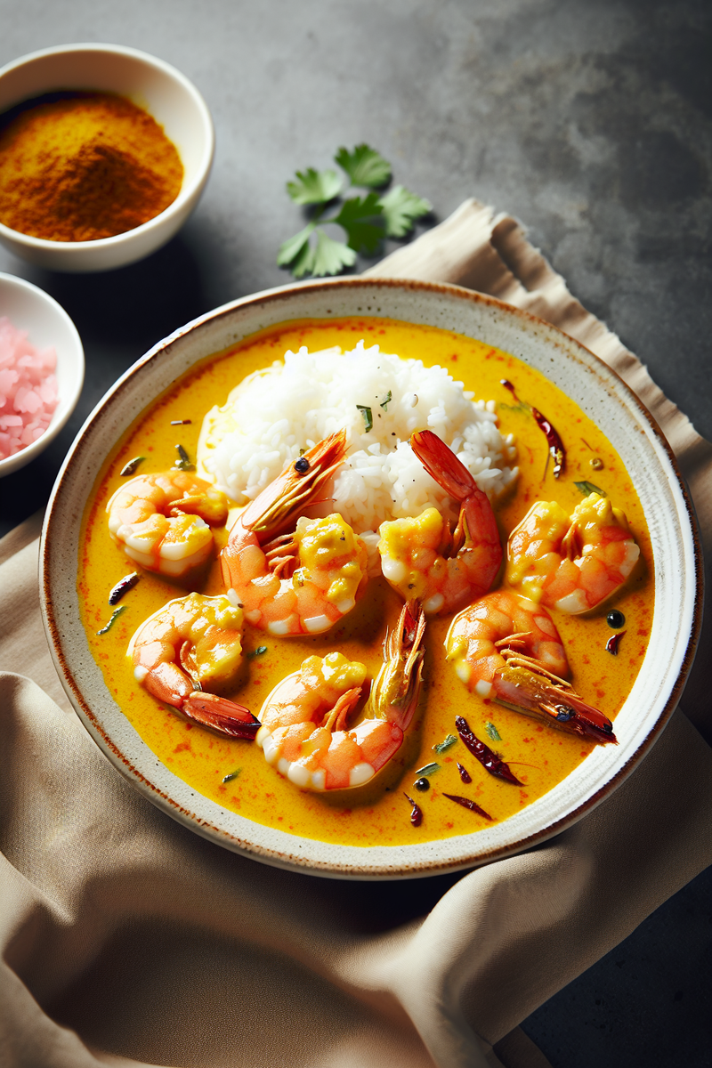 Curry aux crevettes roses