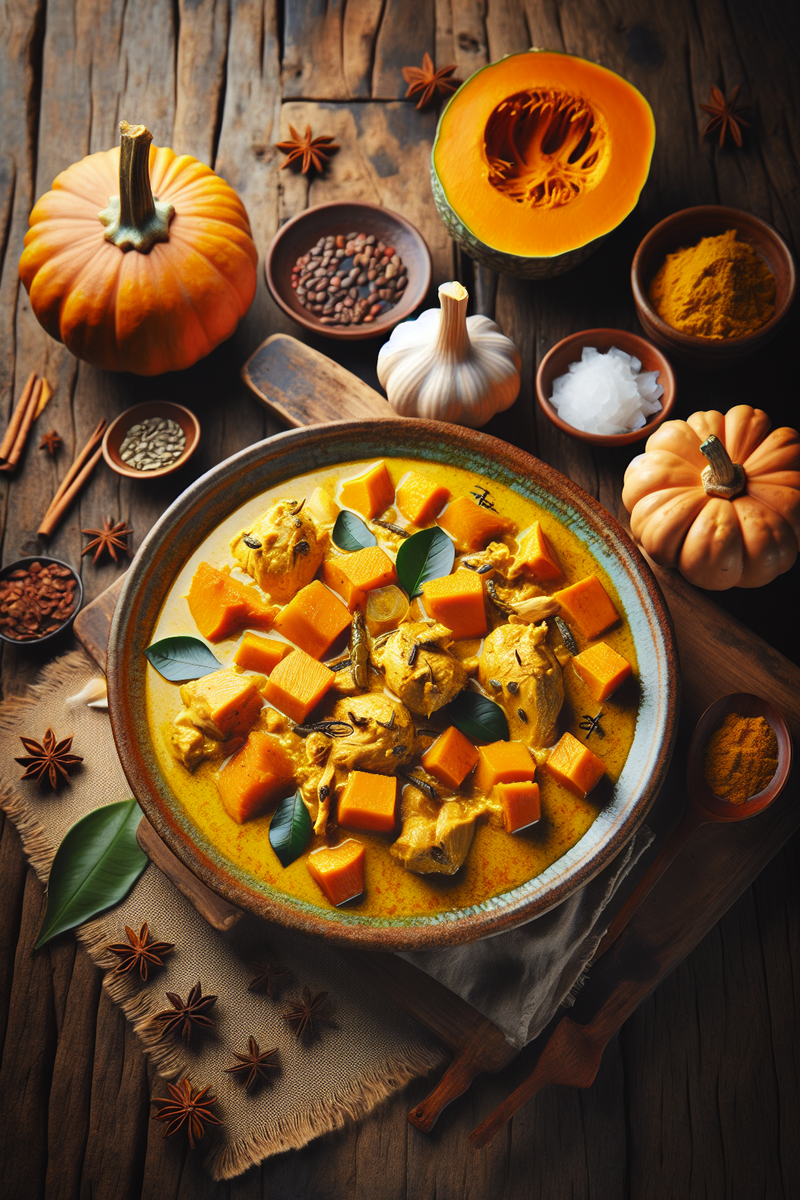 Curry de citrouille et de poulet au lait de coco