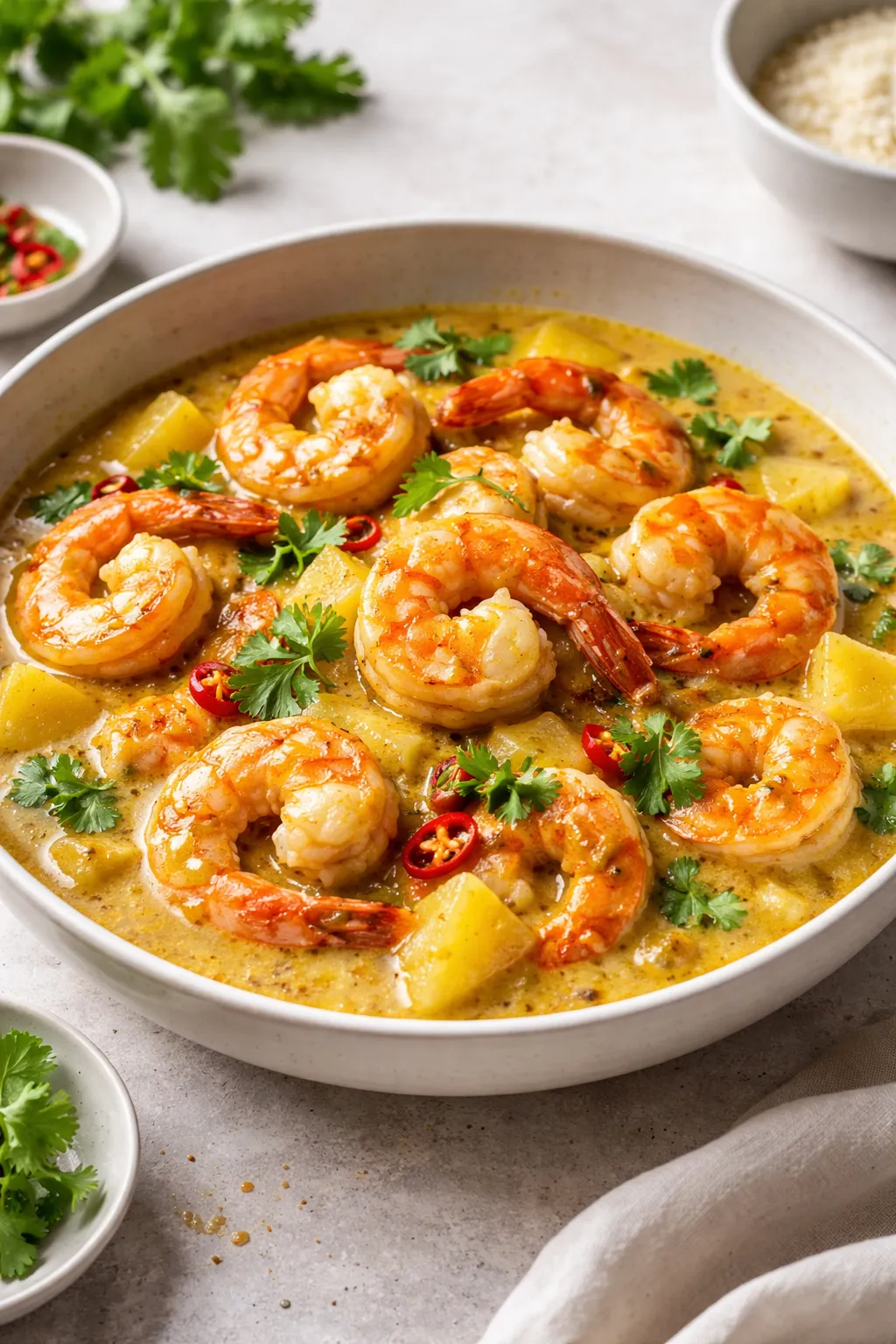 Curry de grosses crevettes à l'ananas