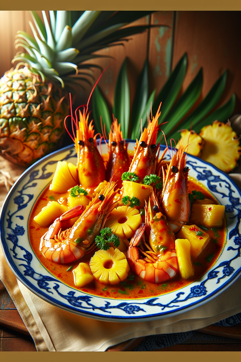 Curry de grosses crevettes à l'ananas