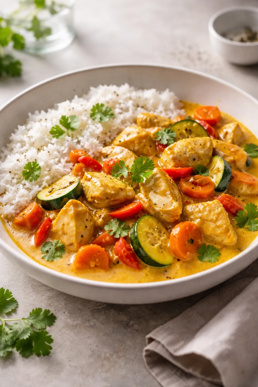 Curry Jaune de Poulet et de Légumes