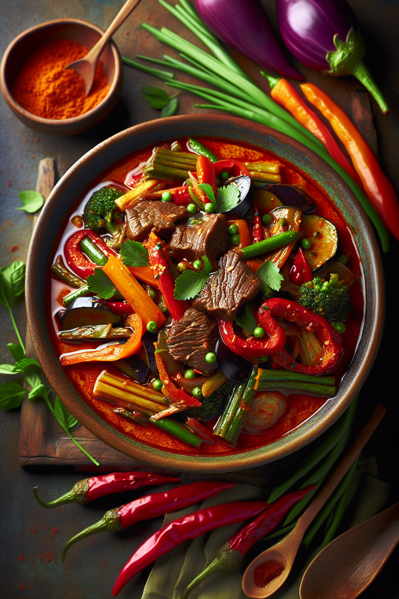 Curry rouge de boeuf et de légumes