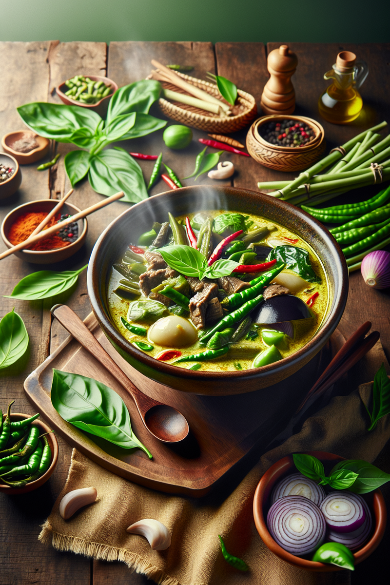 Curry vert de boeuf et de légumes