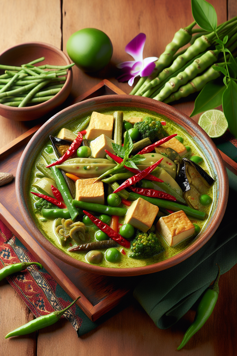 Curry vert de tofu et légumes