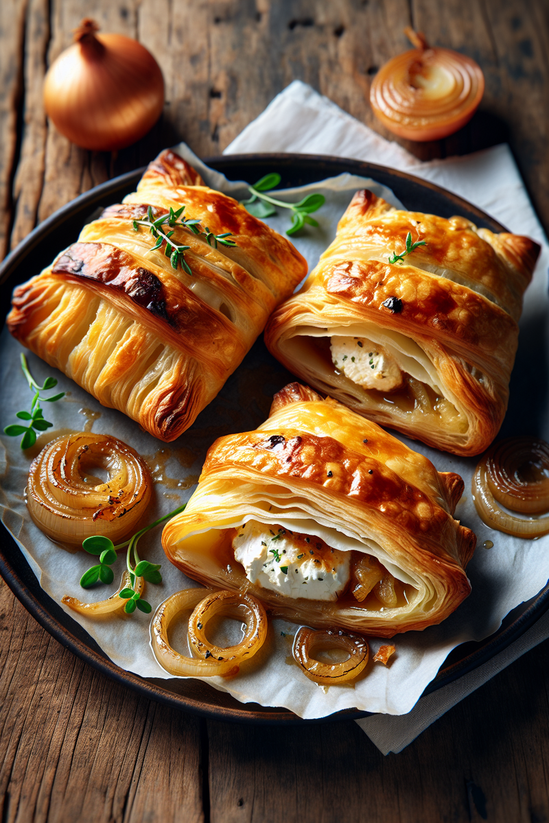 Feuilletés au chèvre et au confit d'oignons