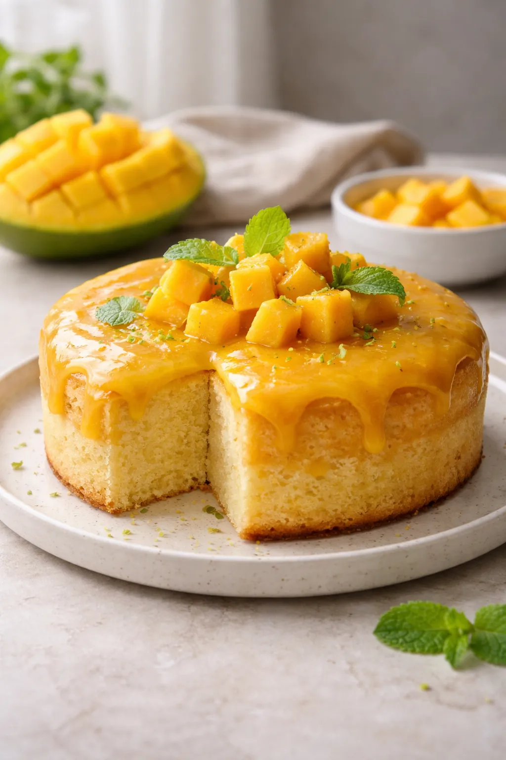 Gâteau mousseux à la mangue