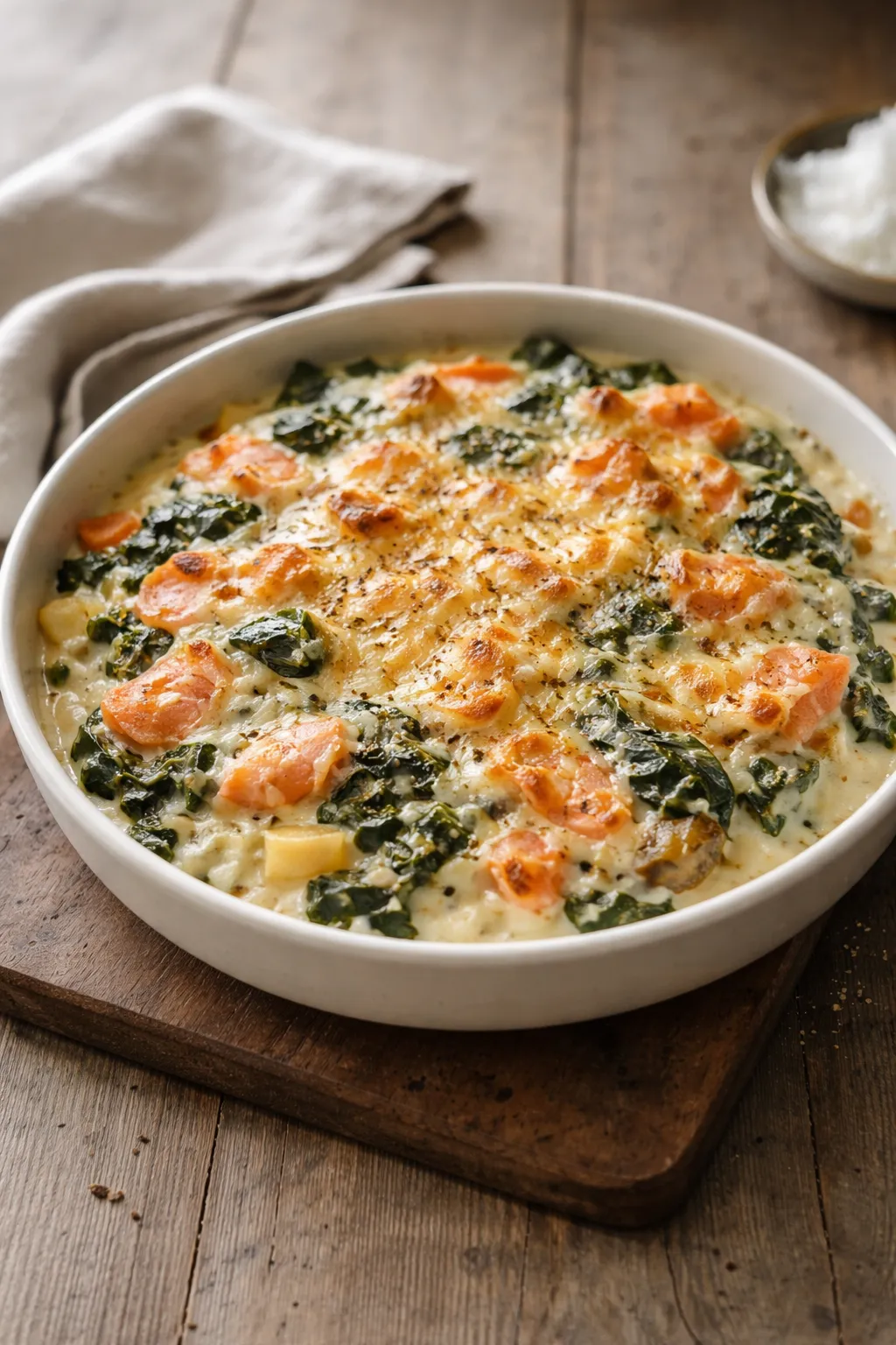 Gratin de blettes et saumon fumé