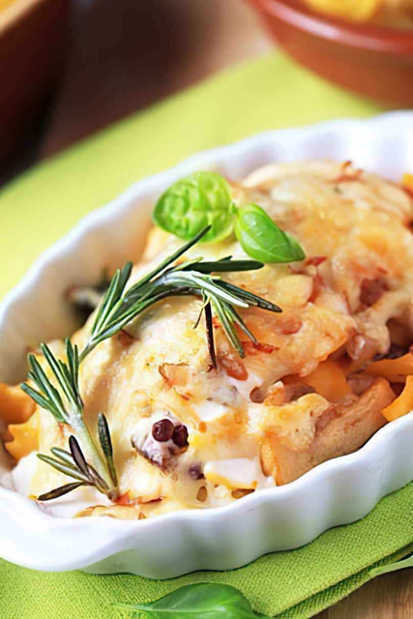 Gratin de pâtes aux champignons