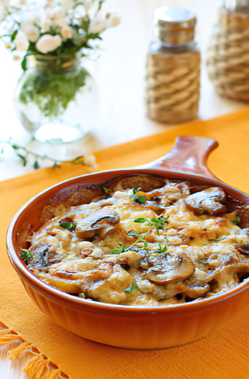 Gratin de pommes de terre aux champignons