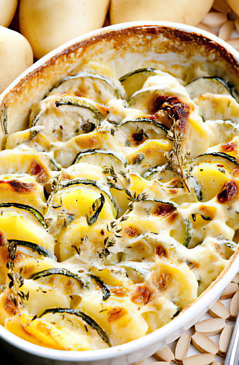 Gratin de pommes de terre aux courgettes