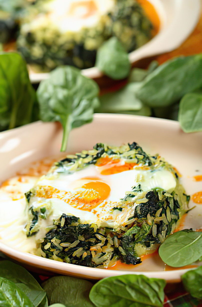 Gratin de riz aux épinards