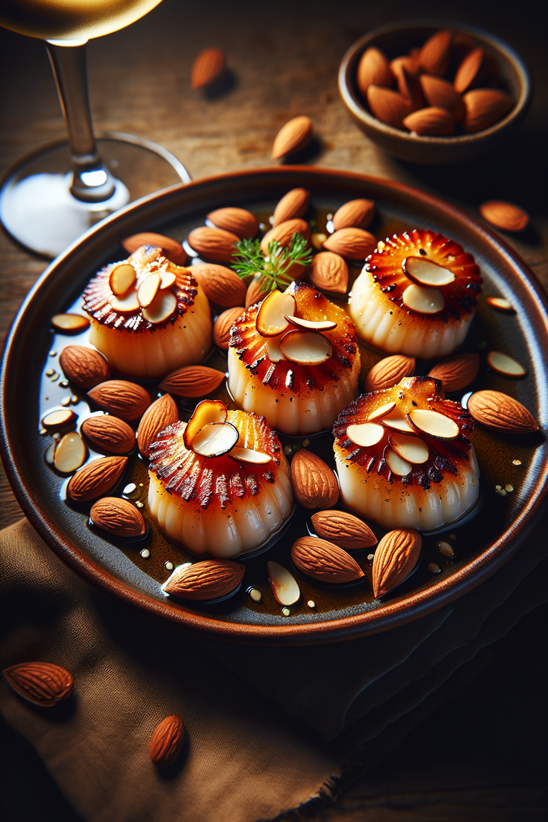 Noix de Saint Jacques aux amandes