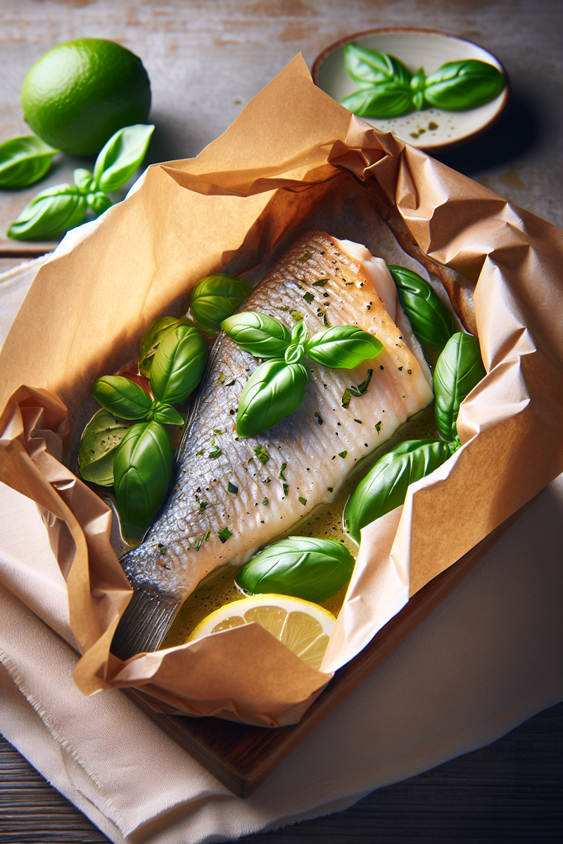 Papillotes de poisson au basilic