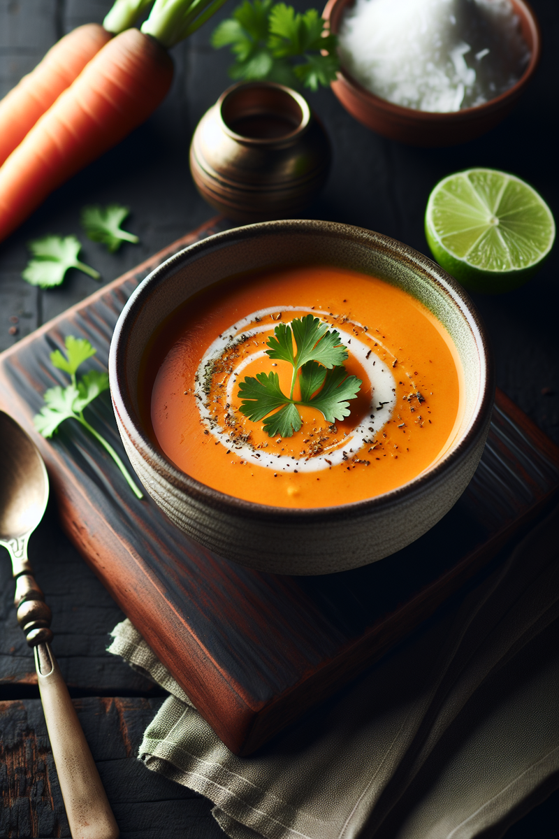 Petite soupe de carottes au lait de coco