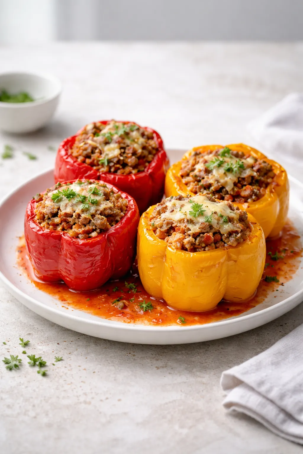 Poivrons farcis à la viande hachée et au riz