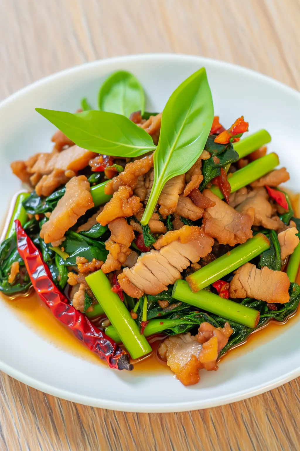 Porc sauté au basilic thaï