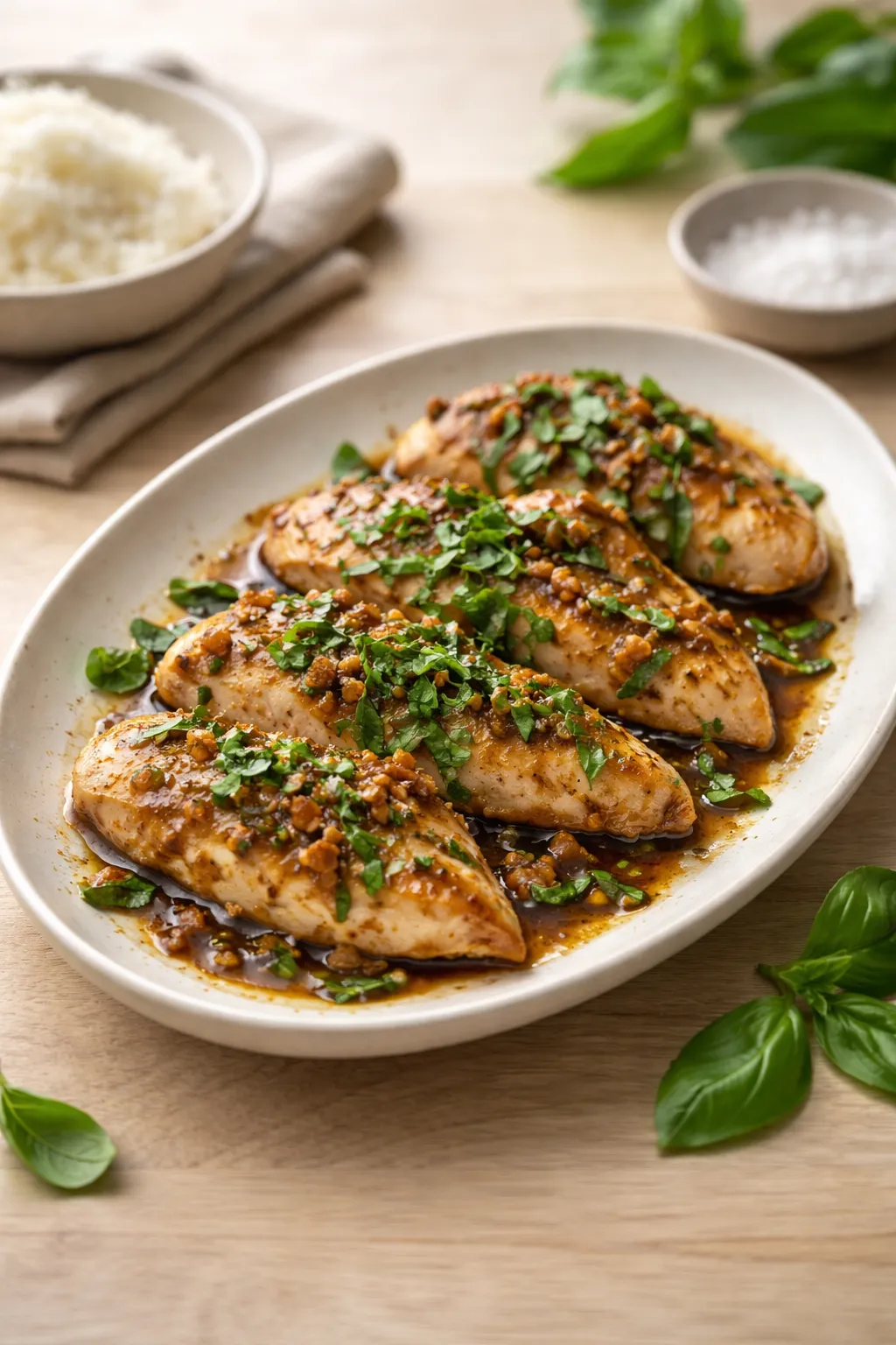 Poulet à l'ail et au basilic