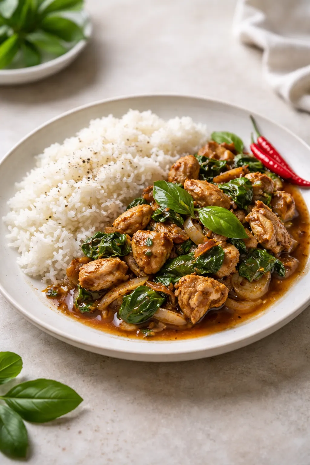 Poulet au basilic thai
