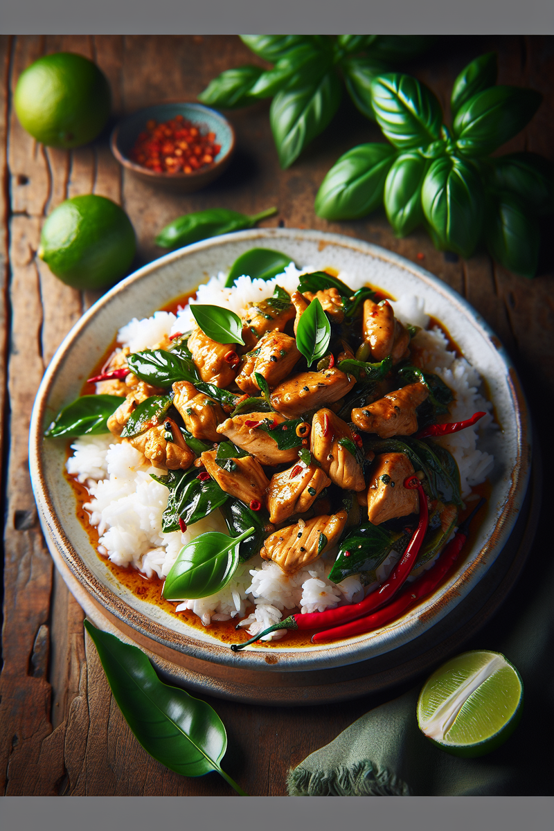 Poulet au basilic thai