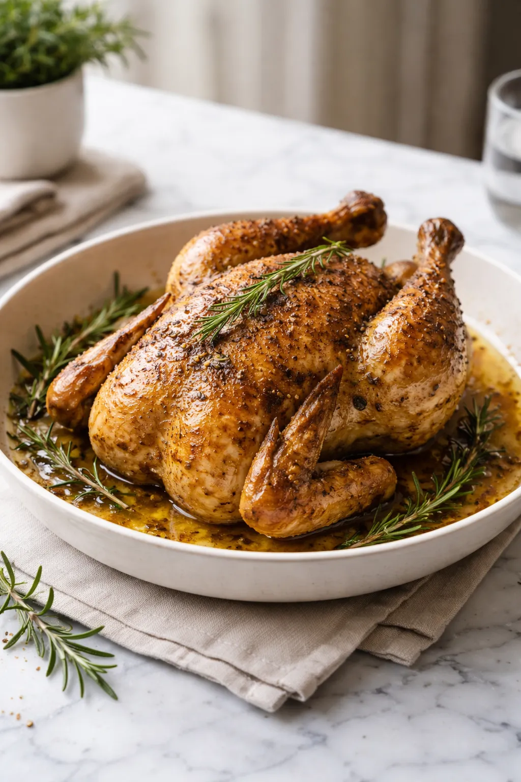 Poulet rôti au cumin et romarin