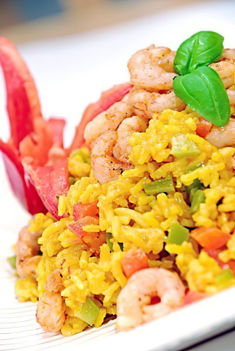 Riz au curry et crevettes