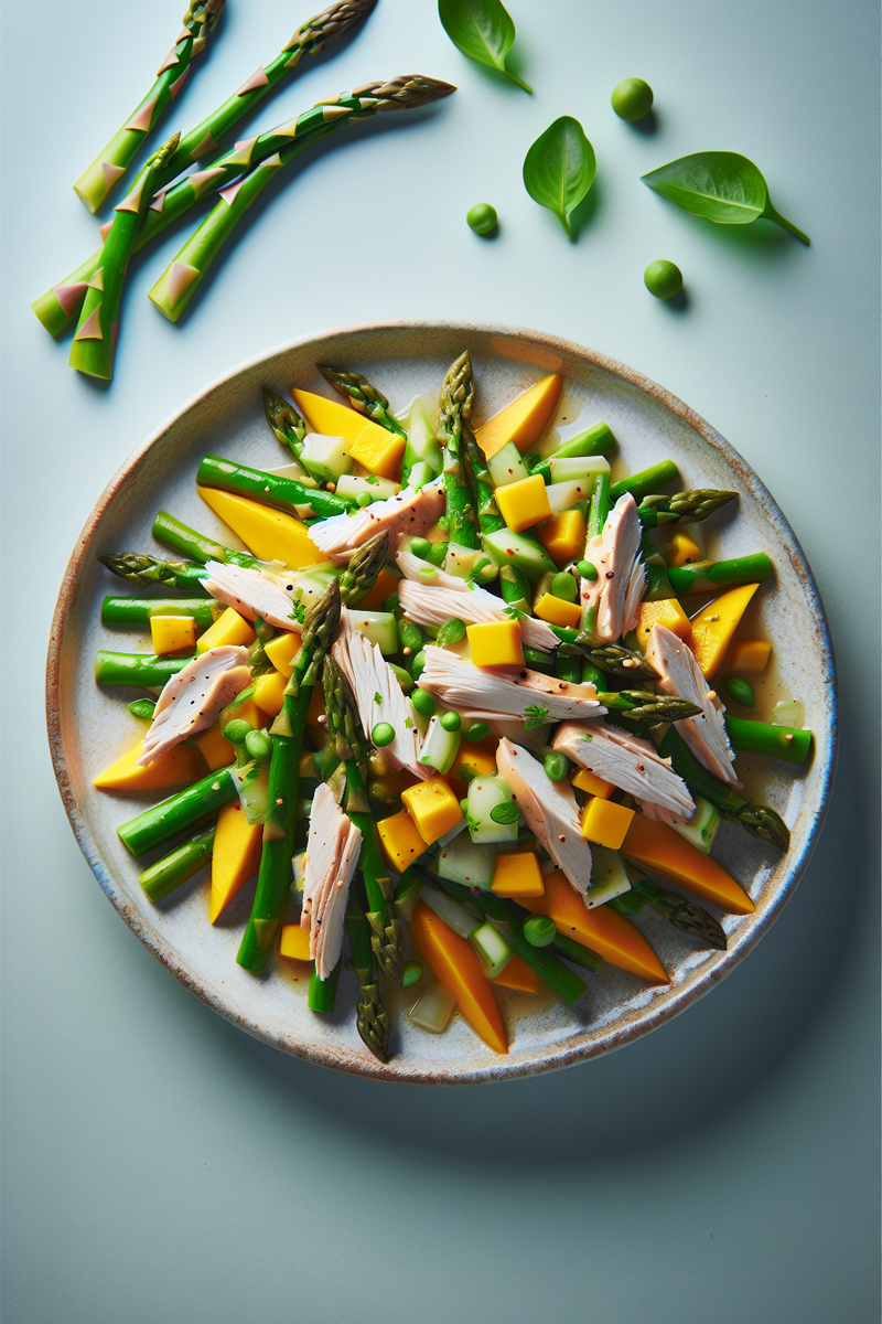 Salade d'asperges, poulet et mangue