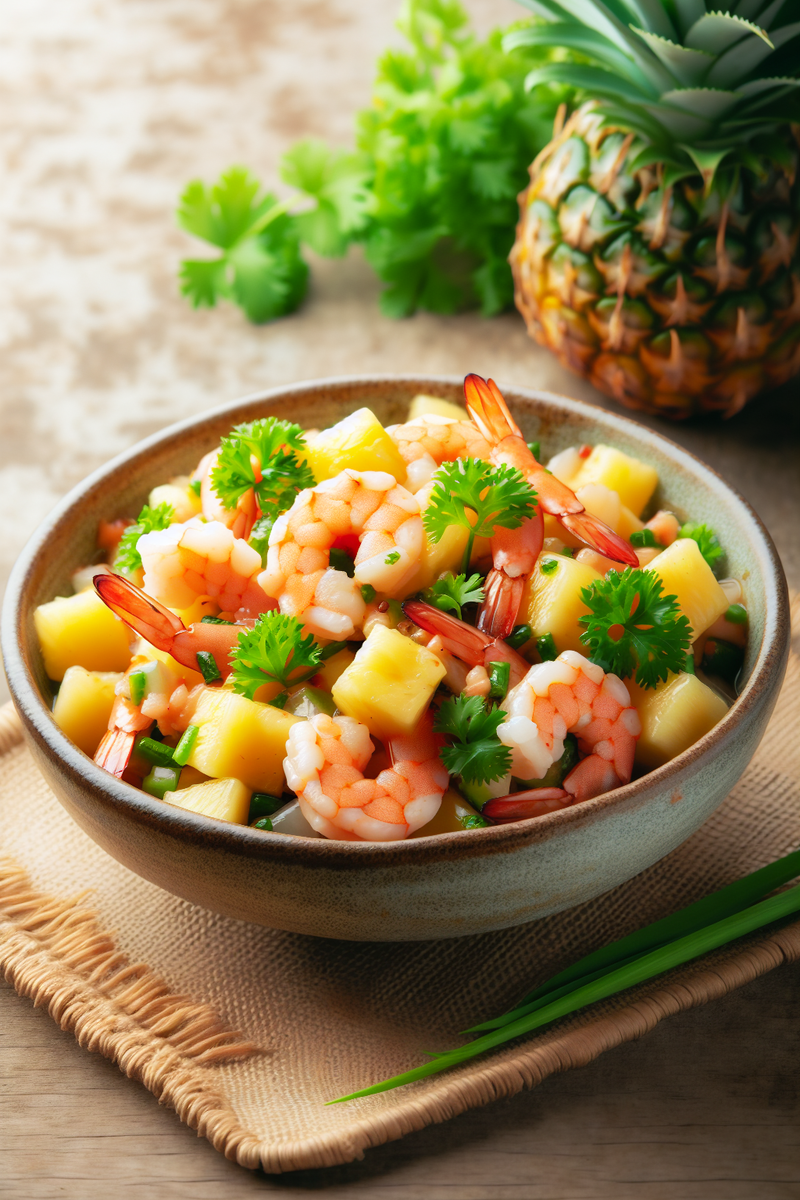 Salade de crevettes à l'ananas et à la coriandre