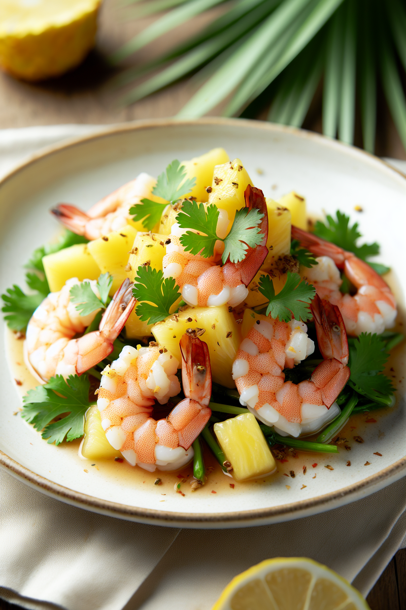 Salade tropicale de crevettes à l'ananas et à la coriandre