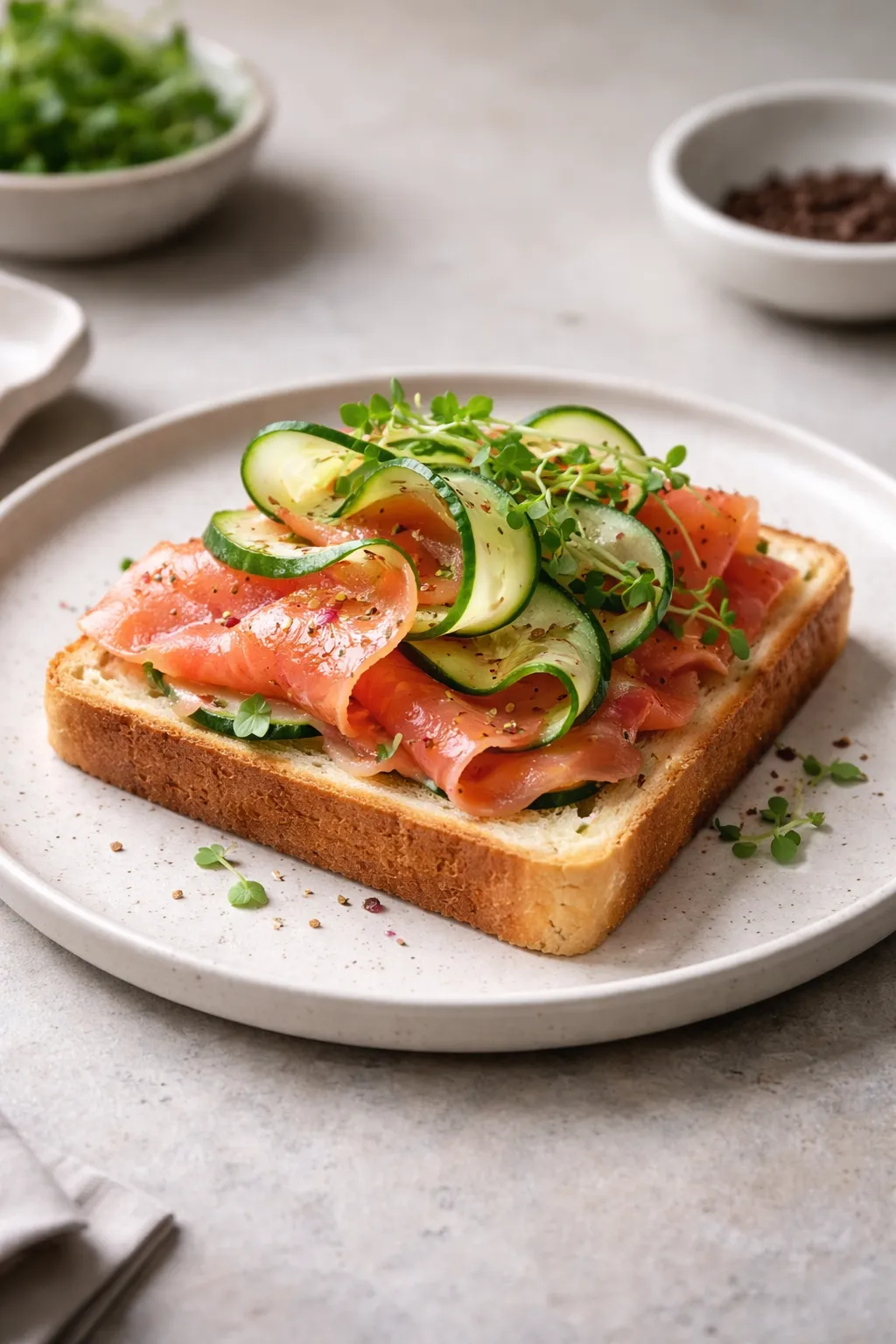 Sandwich saumon fumé au vinaigre de framboises