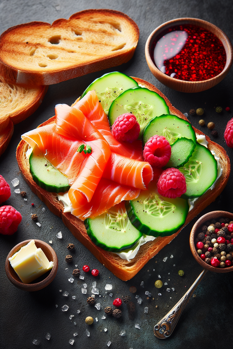Sandwich saumon fumé au vinaigre de framboises