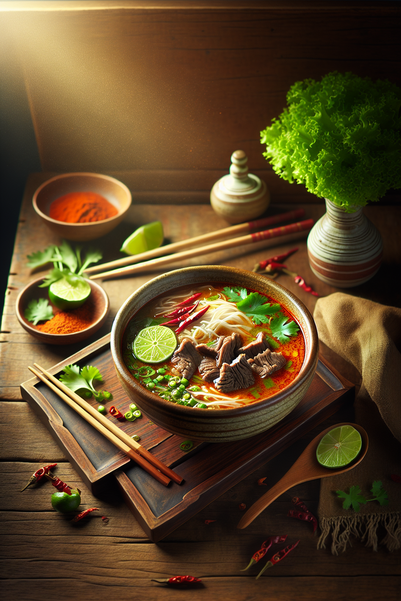 Soupe de boeuf à la thaïlandaise (tom yam nam khon)