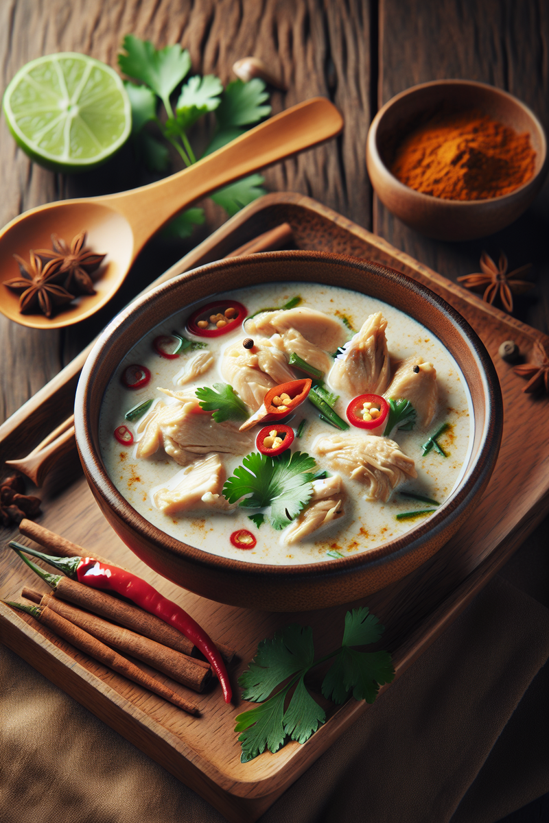 Soupe Thaïlandaise au Poulet et Lait de Coco