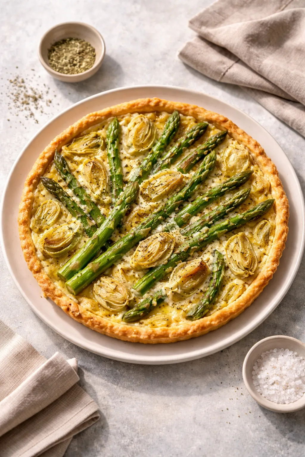Tarte aux asperges et artichauts