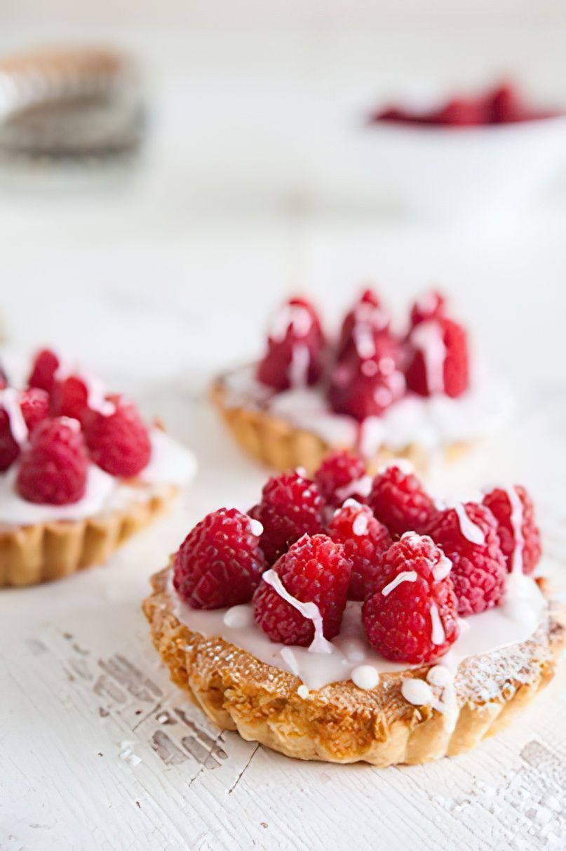 Tartelettes aux framboises, crème de mascarpone