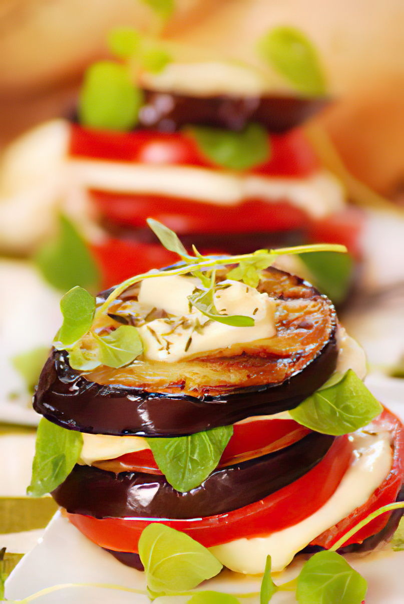 Tian d'aubergines et tomates à la mozzarella