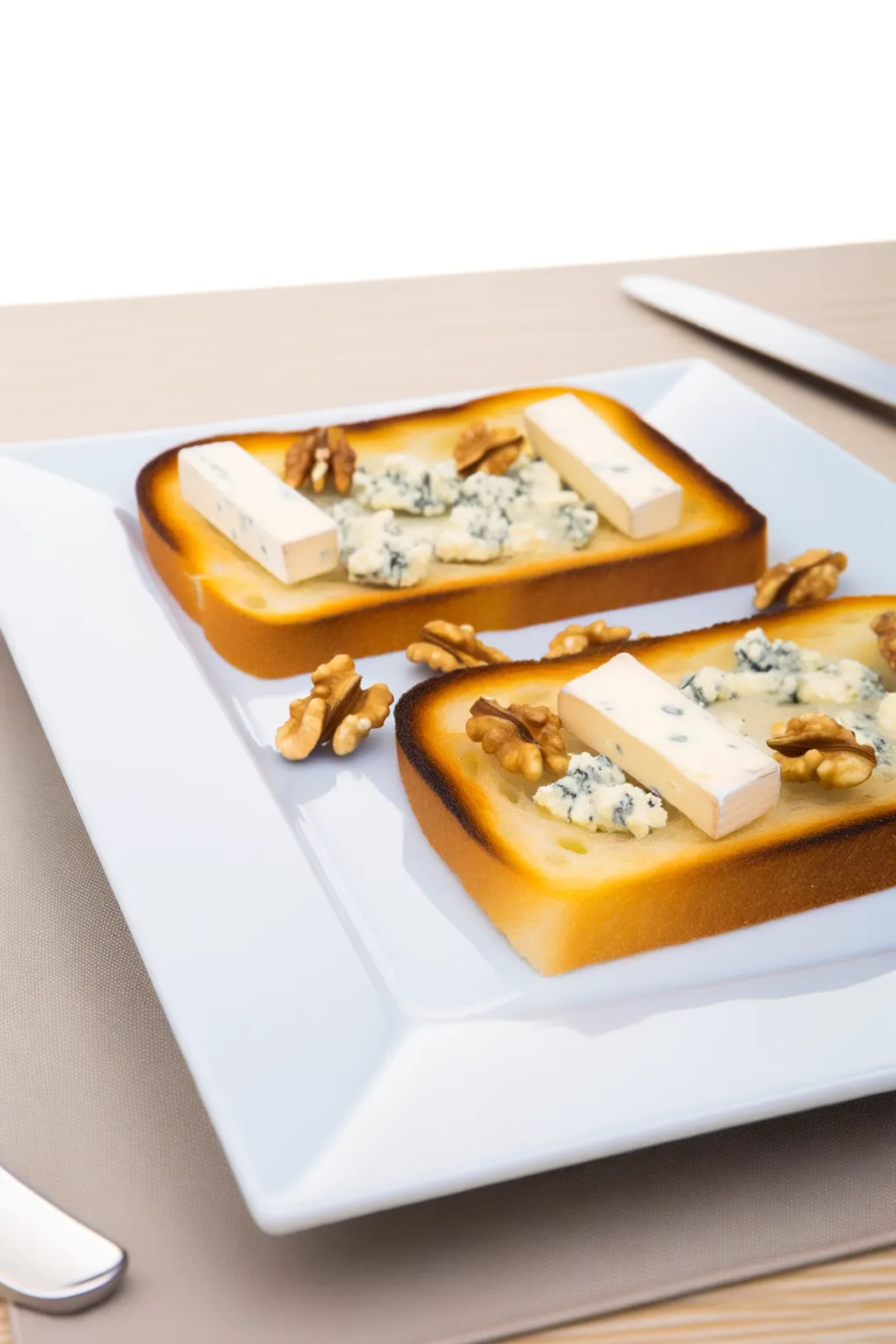 Toasts au roquefort et noix