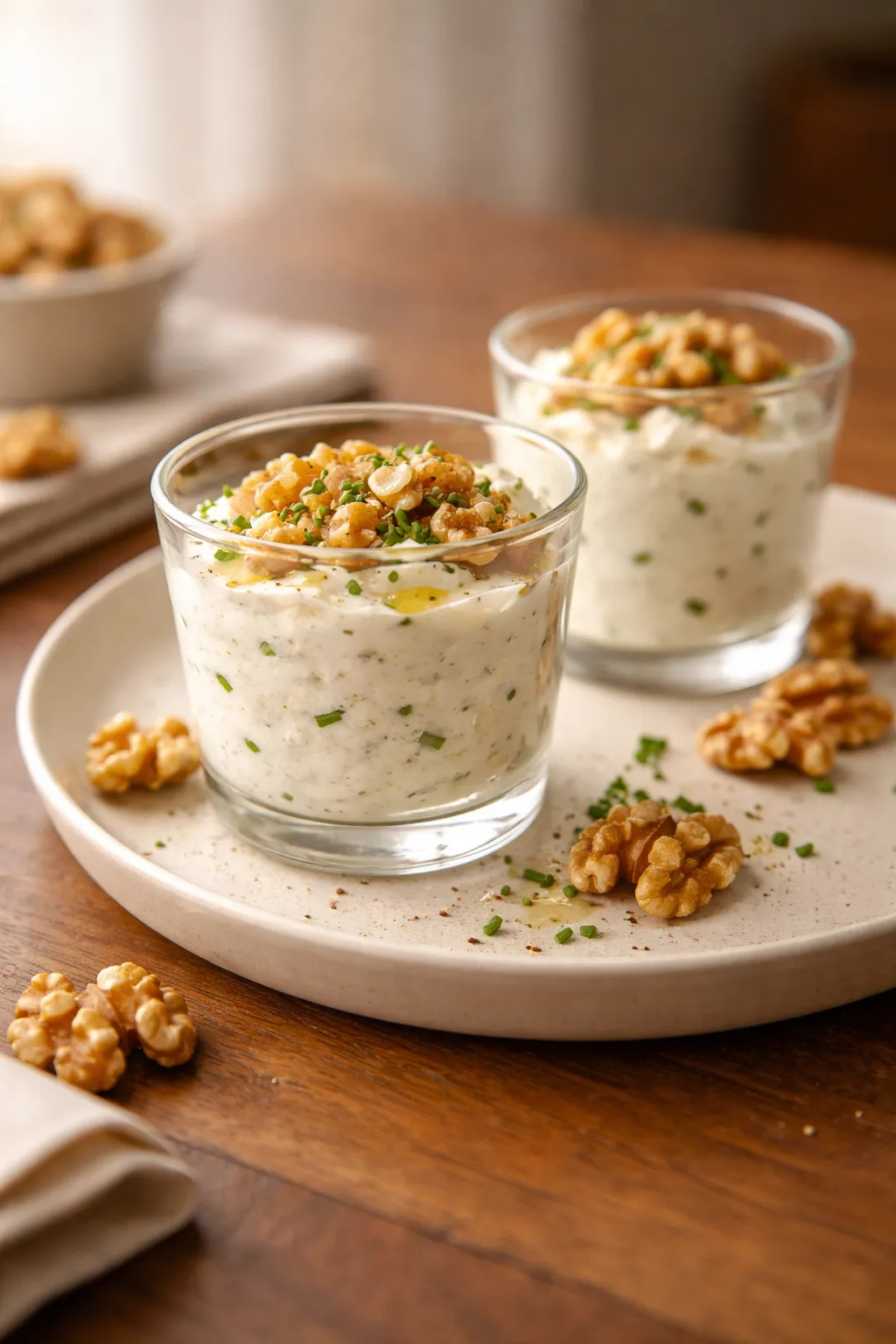 Verrines de chèvre aux noix