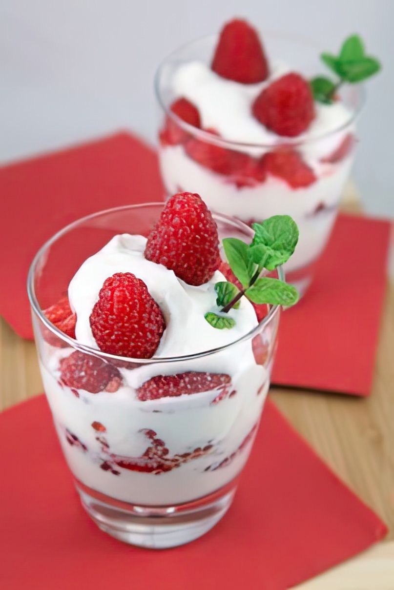 Verrines de framboises